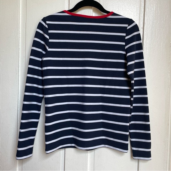 NAF NAF Blue and White Striped Shirt with Red Trim and Heart XS - Picture 4 of 9